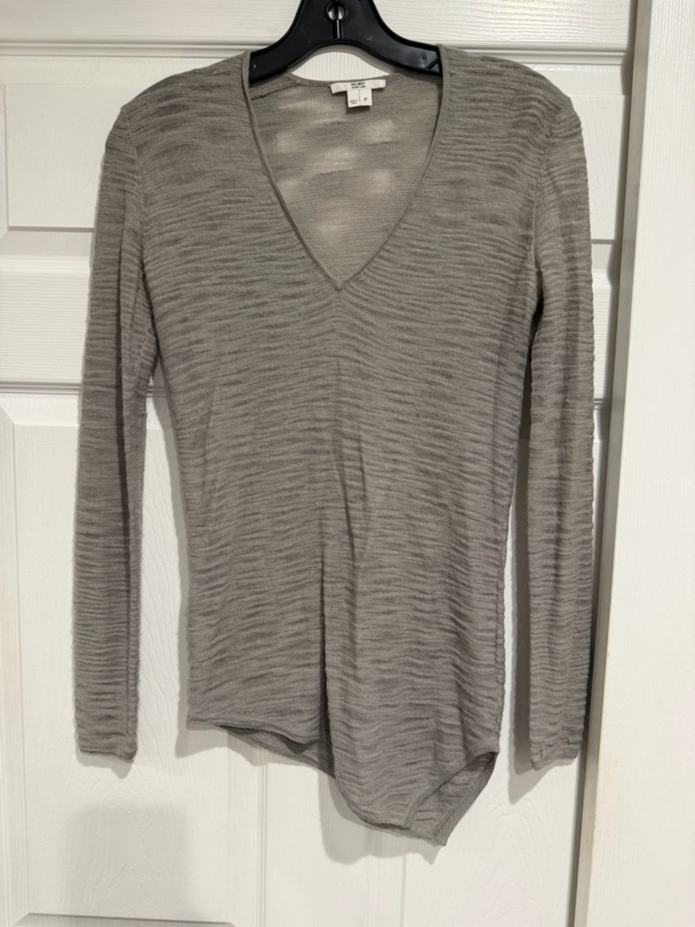 Helmut Lang Gray V-Neck Lightweight Sweater